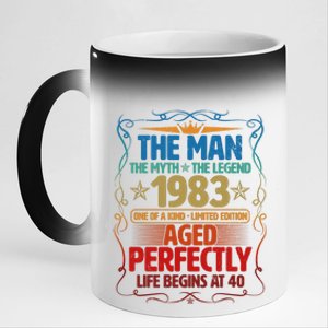 The Man Myth Legend 1983 Aged Perfectly 40th Birthday 11oz Black Color Changing Mug