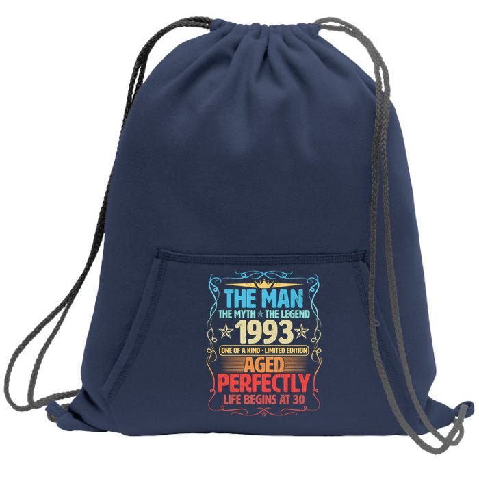 The Man Myth Legend 1993 Aged Perfectly 30th Birthday Sweatshirt Cinch Pack Bag