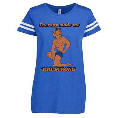 Therapy Made Me Too Strong Funny Gymer Cat Trending For Lover Enza Ladies Jersey Football T-Shirt