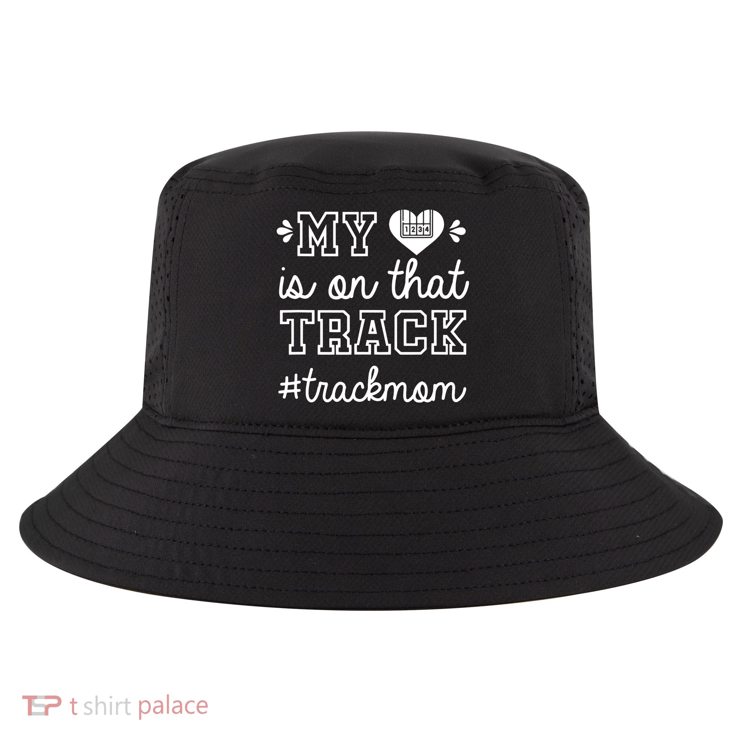 Track Mom My Heart Is On That Track Runner Running Mama Cool Comfort Performance Bucket Hat
