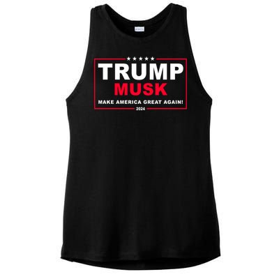 Trump Musk Make America Great Again 2024 Election Ladies PosiCharge Tri-Blend Wicking Tank