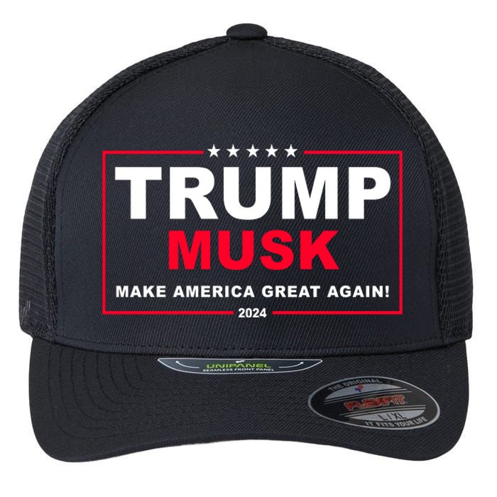 Trump Musk Make America Great Again 2024 Election Flexfit Unipanel Trucker Cap