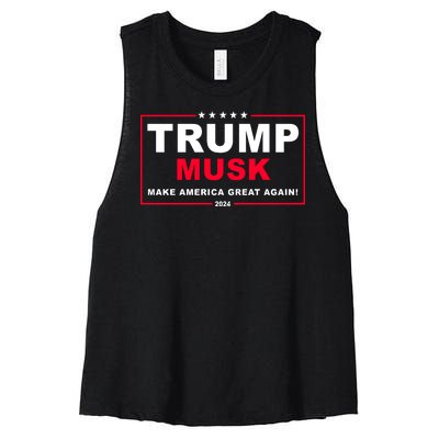 Trump Musk Make America Great Again 2024 Election Women's Racerback Cropped Tank