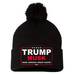 Trump Musk Make America Great Again 2024 Election Pom Pom 12in Knit Beanie