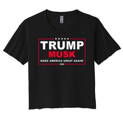 Trump Musk Make America Great Again 2024 Election Women's Crop Top Tee