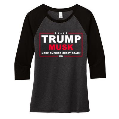 Trump Musk Make America Great Again 2024 Election Women's Tri-Blend 3/4-Sleeve Raglan Shirt