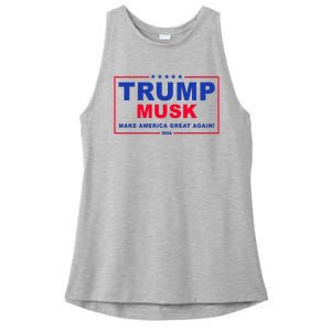 Trump Musk Make America Great Again 2024 Political Ladies PosiCharge Tri-Blend Wicking Tank