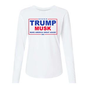 Trump Musk Make America Great Again 2024 Political Womens Cotton Relaxed Long Sleeve T-Shirt