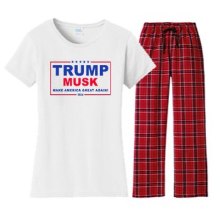 Trump Musk Make America Great Again 2024 Political Women's Flannel Pajama Set