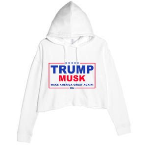 Trump Musk Make America Great Again 2024 Political Crop Fleece Hoodie