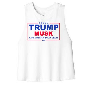 Trump Musk Make America Great Again 2024 Political Women's Racerback Cropped Tank