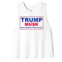 Trump Musk Make America Great Again 2024 Political Women's Racerback Cropped Tank