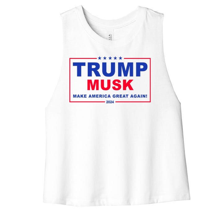 Trump Musk Make America Great Again 2024 Political Women's Racerback Cropped Tank