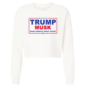 Trump Musk Make America Great Again 2024 Political Cropped Pullover Crew