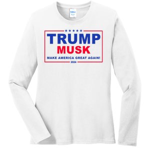 Trump Musk Make America Great Again 2024 Political Ladies Long Sleeve Shirt