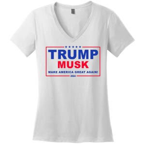 Trump Musk Make America Great Again 2024 Political Women's V-Neck T-Shirt