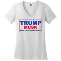 Trump Musk Make America Great Again 2024 Political Women's V-Neck T-Shirt