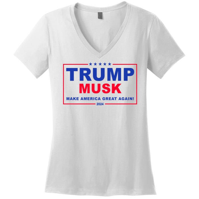 Trump Musk Make America Great Again 2024 Political Women's V-Neck T-Shirt