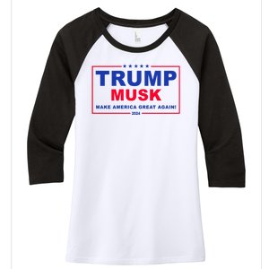 Trump Musk Make America Great Again 2024 Political Women's Tri-Blend 3/4-Sleeve Raglan Shirt