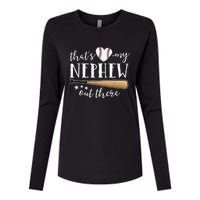 Thats My Nephew Out There Baseball Aunt Auntie Mothers Day Womens Cotton Relaxed Long Sleeve T-Shirt