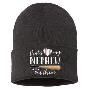 Thats My Nephew Out There Baseball Aunt Auntie Mothers Day Sustainable Knit Beanie