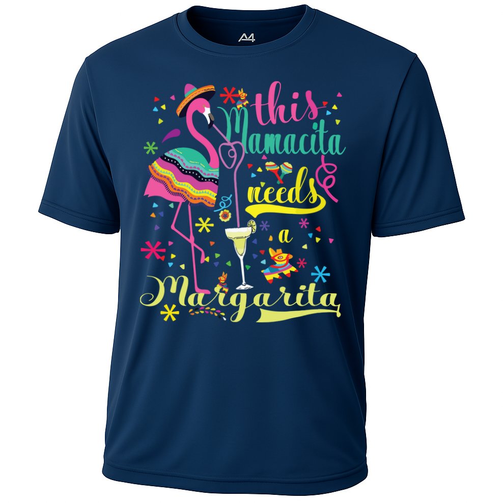 This Mamacita Needs A Margarita Cinco De Mayo Pink Flamingo Cooling Performance Crew T-Shirt