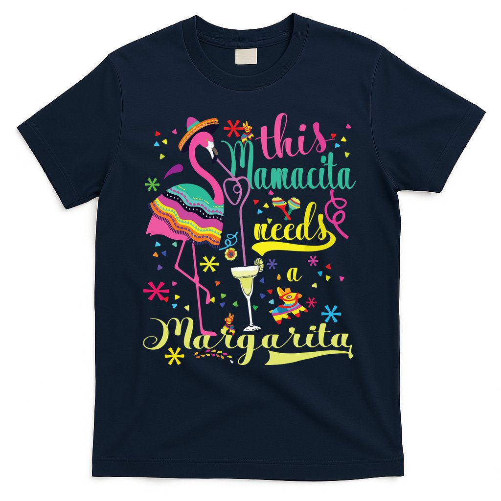 This Mamacita Needs A Margarita Cinco De Mayo Pink Flamingo T-Shirt