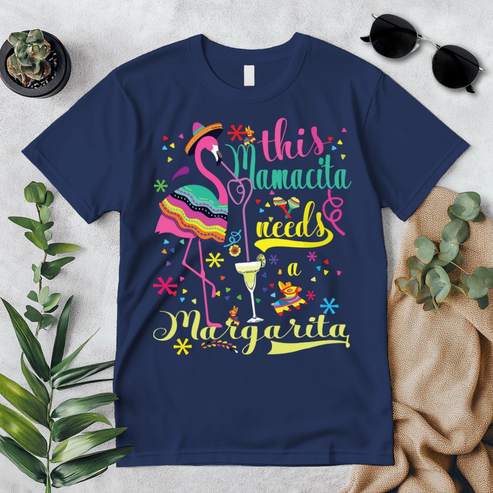 This Mamacita Needs A Margarita Cinco De Mayo Pink Flamingo Premium T-Shirt