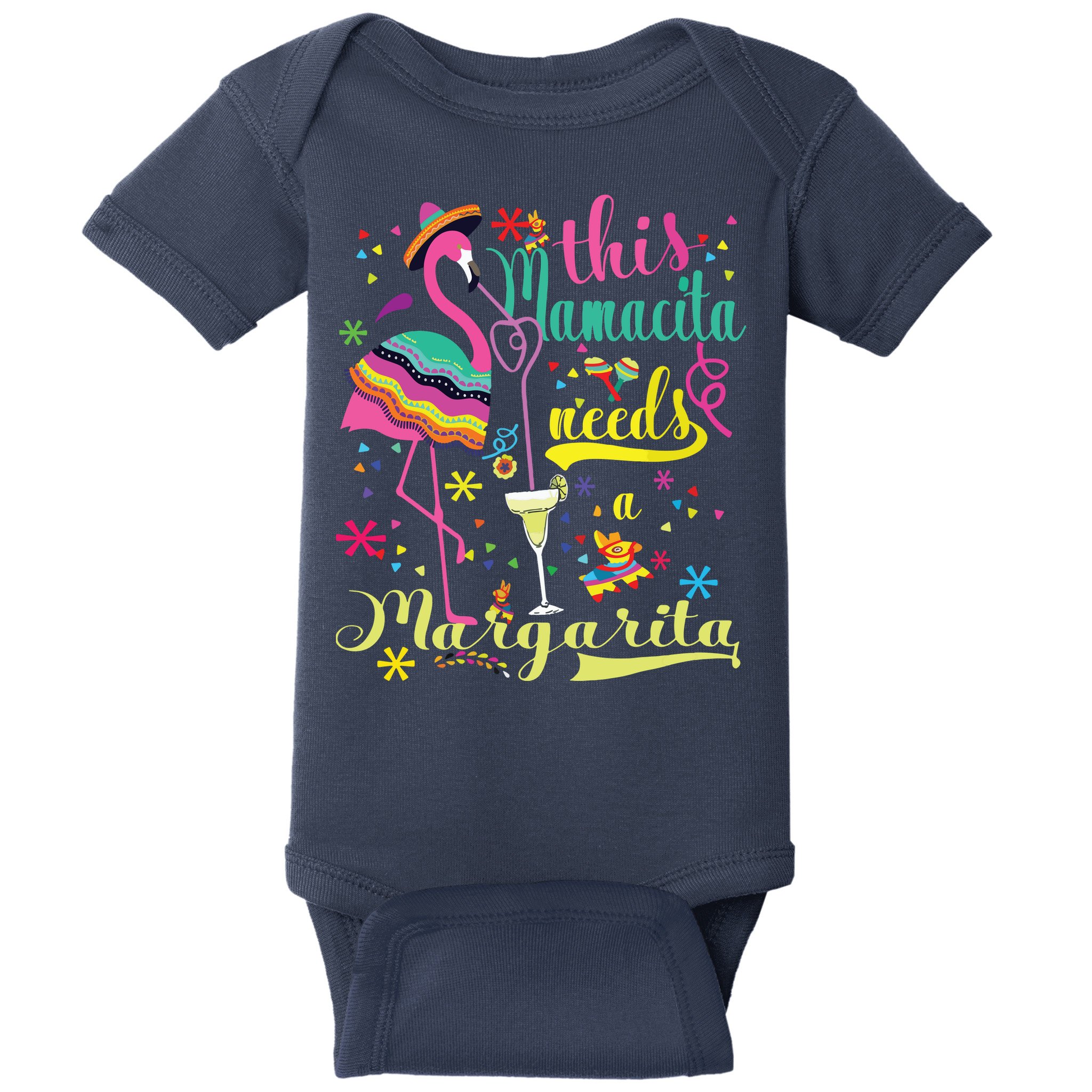 This Mamacita Needs A Margarita Cinco De Mayo Pink Flamingo Baby Bodysuit