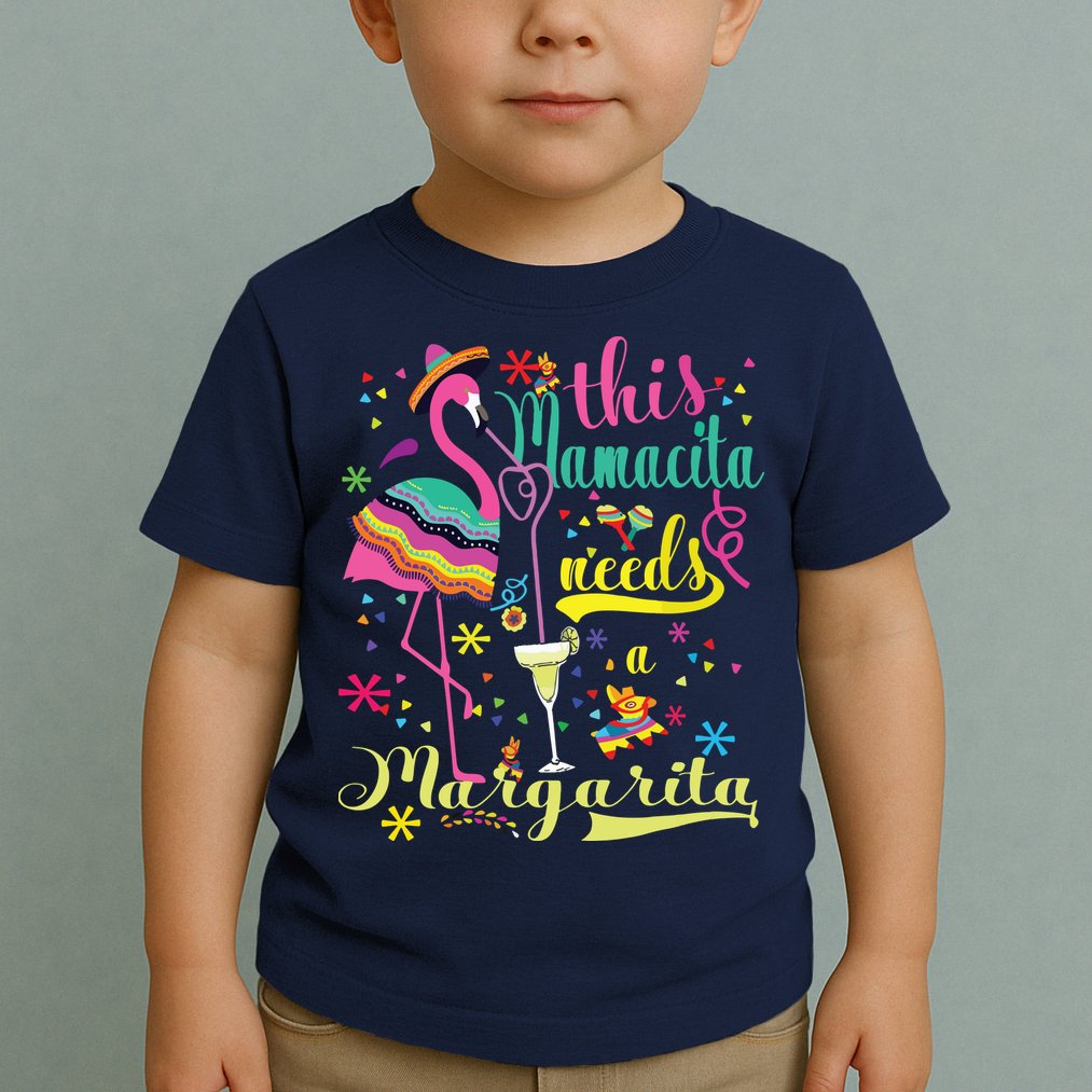 This Mamacita Needs A Margarita Cinco De Mayo Pink Flamingo Toddler T-Shirt