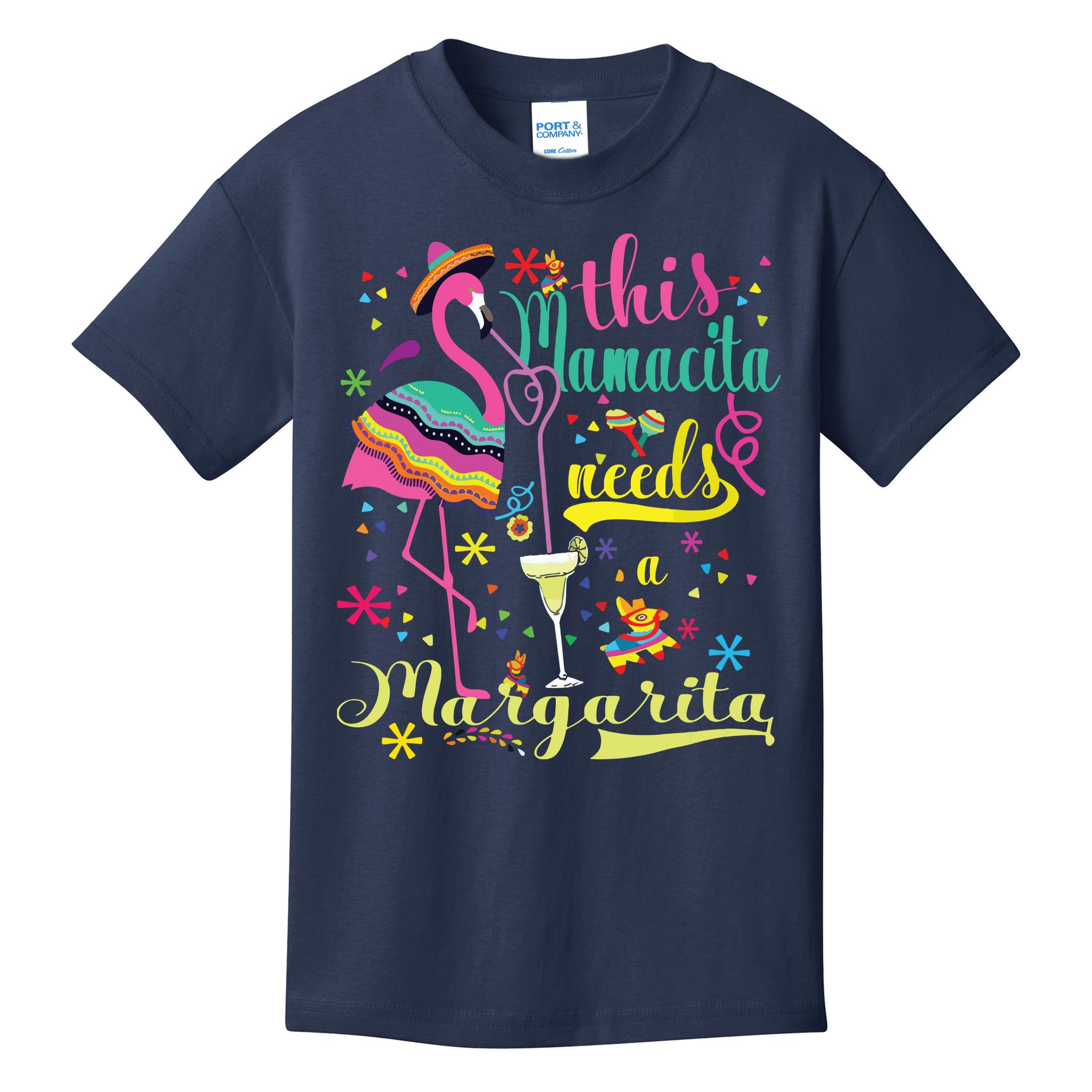 This Mamacita Needs A Margarita Cinco De Mayo Pink Flamingo Kids T-Shirt