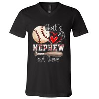 That's My Nephew Out There Baseball Aunt for Mothers Day V-Neck T-Shirt