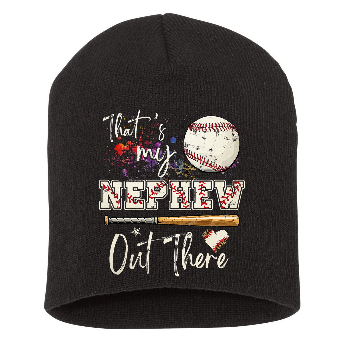 That's My Nephew Out There Baseball Aunt for Mothers Day Short Acrylic Beanie