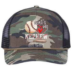 That's My Nephew Out There Baseball Aunt Auntie Mothers Day Retro Rope Trucker Hat Cap