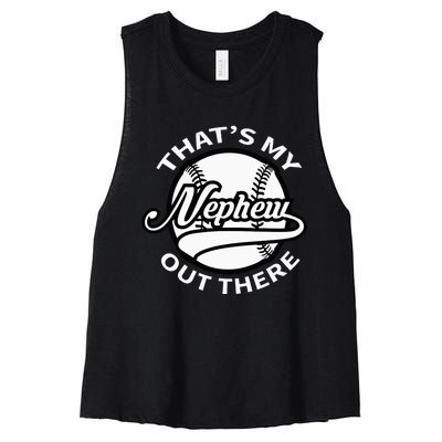 That's My Nephew Out There Baseball Aunt for Mothers Day Women's Racerback Cropped Tank