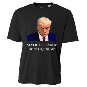 Trump Mugshot Never Surrender Funny Trump 2024 Cooling Performance Crew T-Shirt