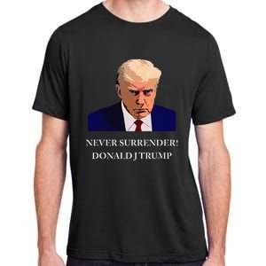 Trump Mugshot Never Surrender Funny Trump 2024 Adult ChromaSoft Performance T-Shirt