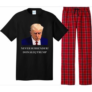 Trump Mugshot Never Surrender Funny Trump 2024 Pajama Set