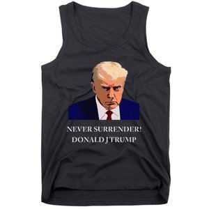 Trump Mugshot Never Surrender Funny Trump 2024 Tank Top