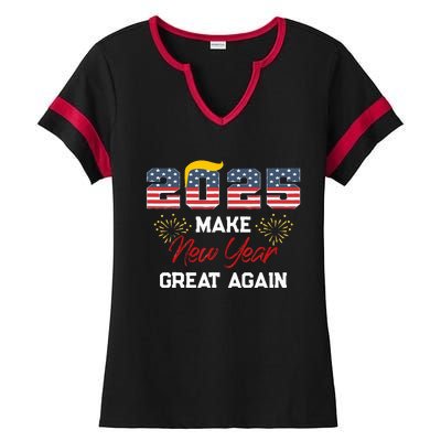 Trump Make New Year Great Again Happy New Years Eve Day 2025 Ladies Halftime Notch Neck Tee