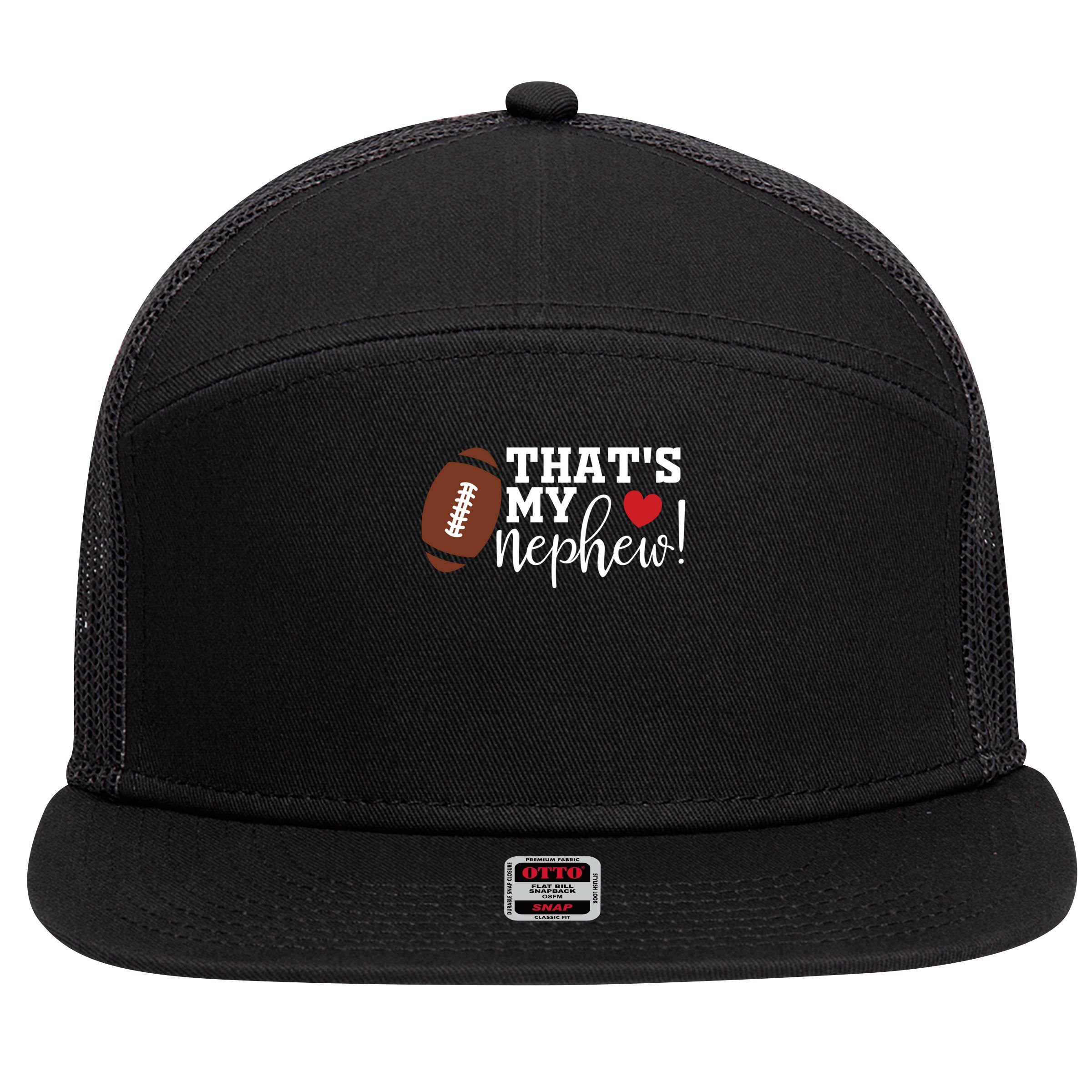 That's My Nephew Aunt Biggest Fan Football Game Day 7 Panel Mesh Trucker Snapback Hat