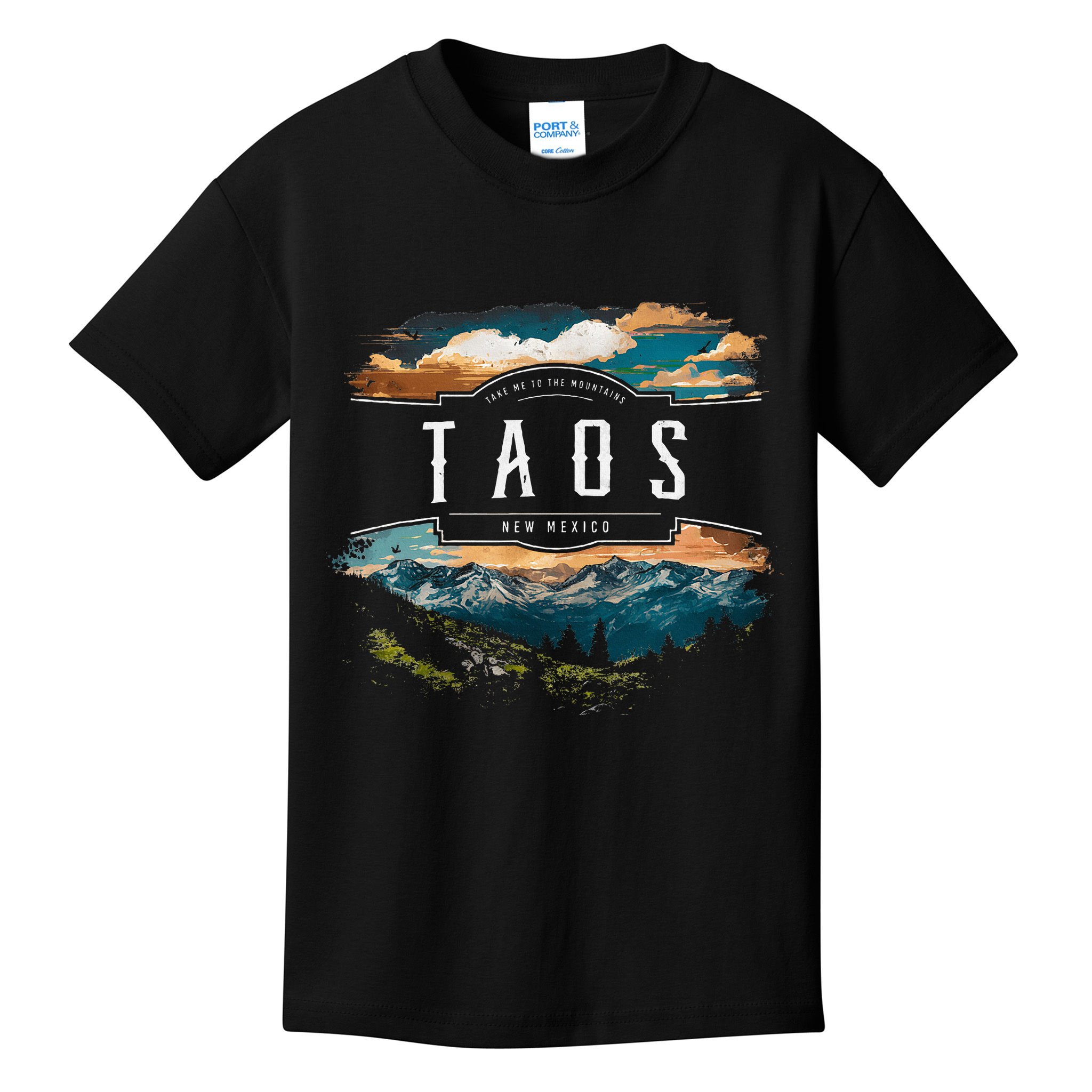 Taos Mountains New Mexico Hiking Outdoors Vintage Kids T-Shirt