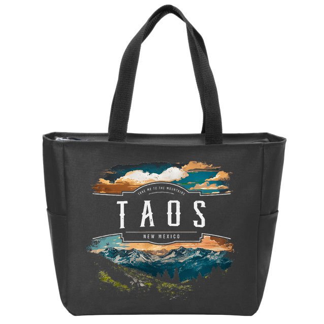 Taos Mountains New Mexico Hiking Outdoors Vintage Zip Tote Bag