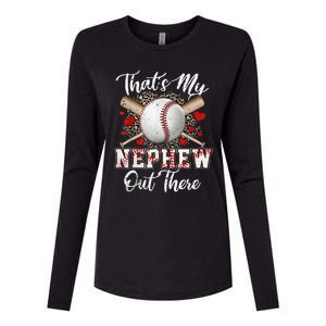 That's My Nephew Out There Baseball Aunt Auntie Mothers Day Womens Cotton Relaxed Long Sleeve T-Shirt