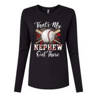 That's My Nephew Out There Baseball Aunt Auntie Mothers Day Womens Cotton Relaxed Long Sleeve T-Shirt