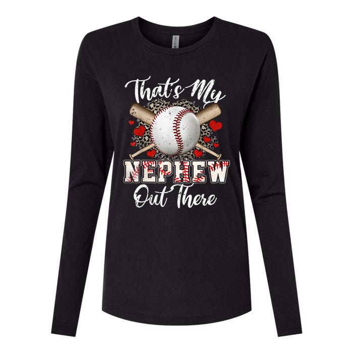 That's My Nephew Out There Baseball Aunt Auntie Mothers Day Womens Cotton Relaxed Long Sleeve T-Shirt