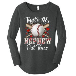 That's My Nephew Out There Baseball Aunt Auntie Mothers Day Women's Perfect Tri Tunic Long Sleeve Shirt