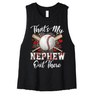 That's My Nephew Out There Baseball Aunt Auntie Mothers Day Women's Racerback Cropped Tank