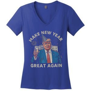 Trump Make New Year Great Again Happy New Years Eve Day 2025 Women's V-Neck T-Shirt