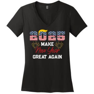 Trump Make New Year Great Again Happy New Years Eve Day 2025 Women's V-Neck T-Shirt